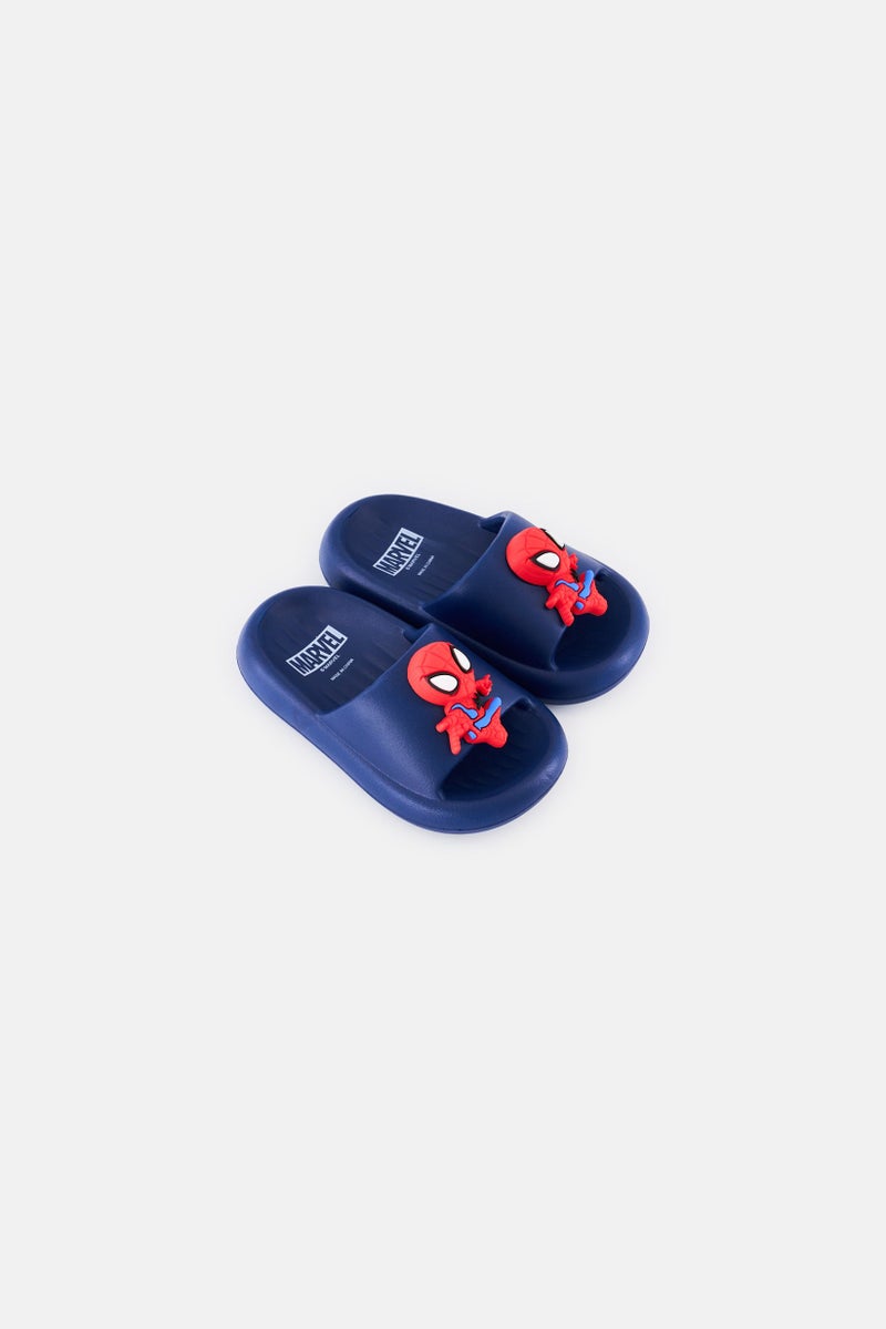 MARVEL Toddlers Boy Spider Slip On Slippers, Navy - Image 4