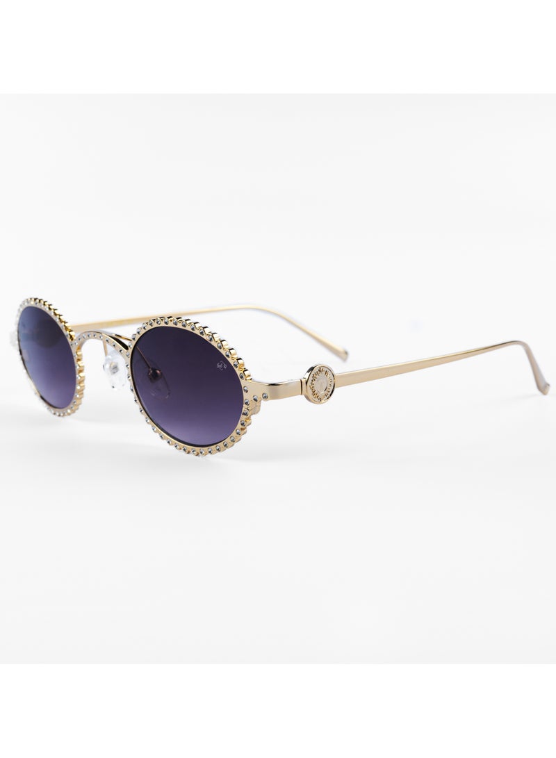 SOL.K Ruxi-K Radiant Purple Lense Eyewear - Luxurious Gold Stainless Steel Frame with Swarovski Diamonds & 400 UV Protection - Stylish Gradient Purple Lenses, 1-Year Warranty - Image 1