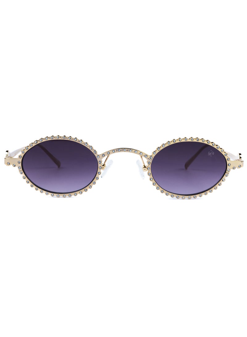 SOL.K Ruxi-K Radiant Purple Lense Eyewear - Luxurious Gold Stainless Steel Frame with Swarovski Diamonds & 400 UV Protection - Stylish Gradient Purple Lenses, 1-Year Warranty - Image 2
