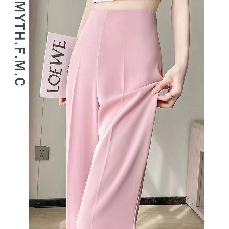 Narrow Wide Leg Pants Women'S Summer 2023 New Style Pants For Small Men Draped Straight Pants Loose High Waist Micro-Lara Pants - Image 1