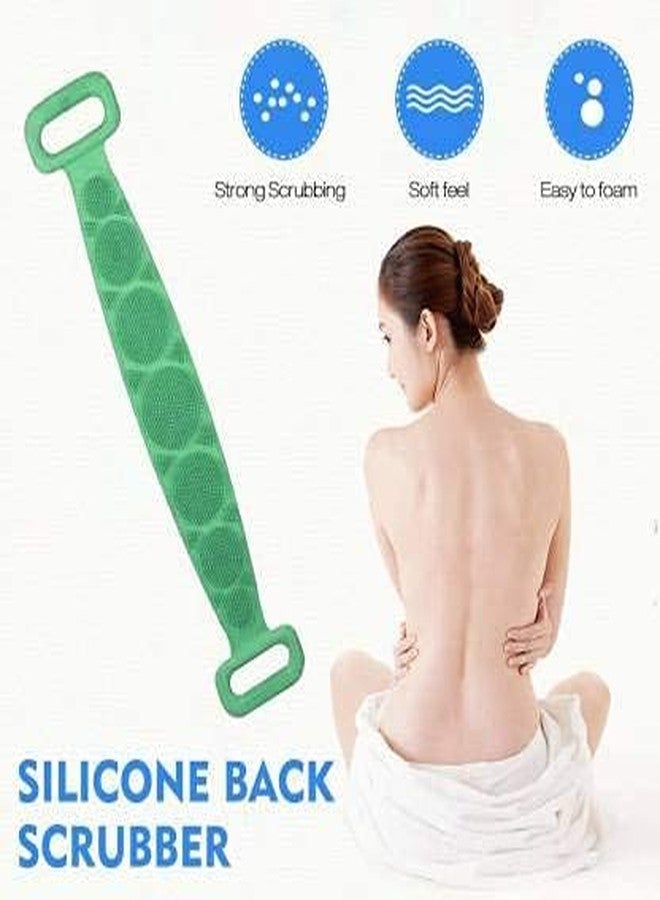 HRDR Silicone Body Back Scrubber, Double Side Bathing Brush for Skin Deep Cleaning Massage, Dead Skin Removal Exfoliating Belt for Shower, Easy to Clean, Lathers Well for Men & Women (Green) - Image 3