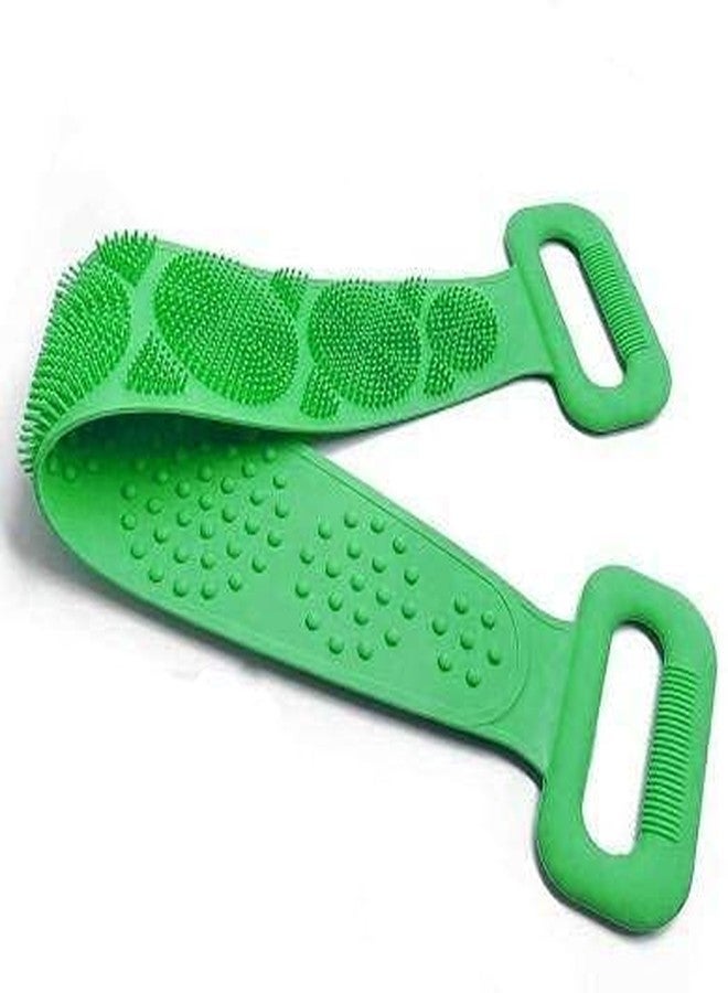 HRDR Silicone Body Back Scrubber, Double Side Bathing Brush for Skin Deep Cleaning Massage, Dead Skin Removal Exfoliating Belt for Shower, Easy to Clean, Lathers Well for Men & Women (Green) - Image 2