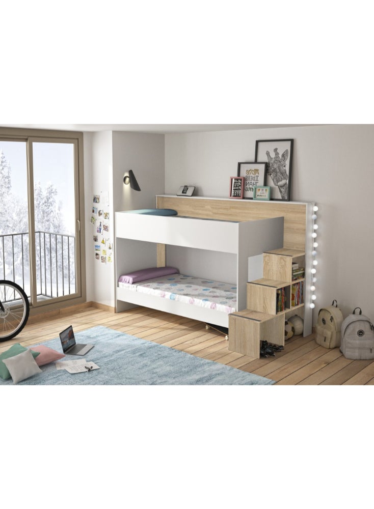 Miro Bunk Bed for Kids - Beige - Wooden - 158x90x200 cm - Image 1