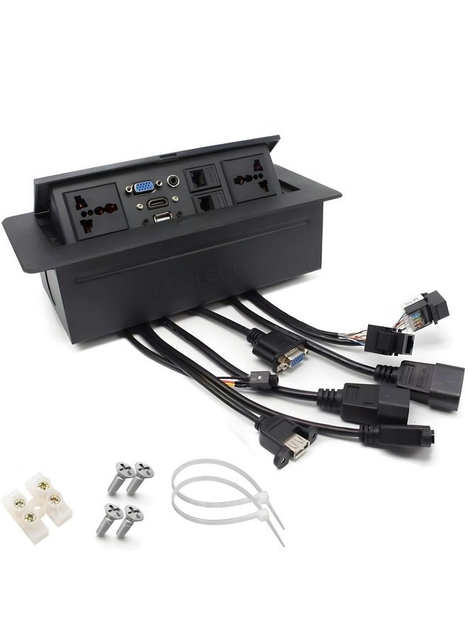 كول كولد صندوق منبثق للكابل الهيدروليكي مع موصل Hdmi موصل Vga موصل الصوت منفذ Lan منافذ الطاقة ومنفذ USB (10 وحدات فقط متوفرة باللون الأسود)  - Image 1