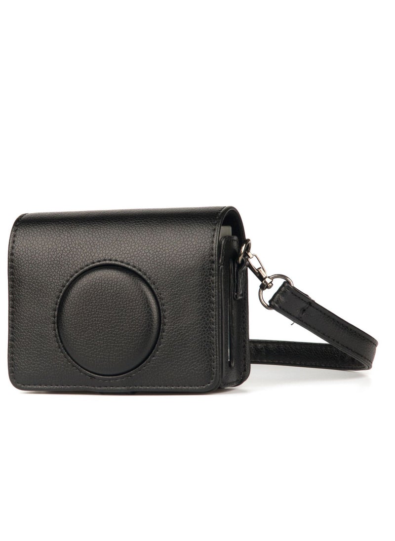 Generic Camera Case for Fujifilm Mini EVO, Compatible Cameras, with Black Litchi Texture Horizontal Adjustable Strap (Black)  - Image 1