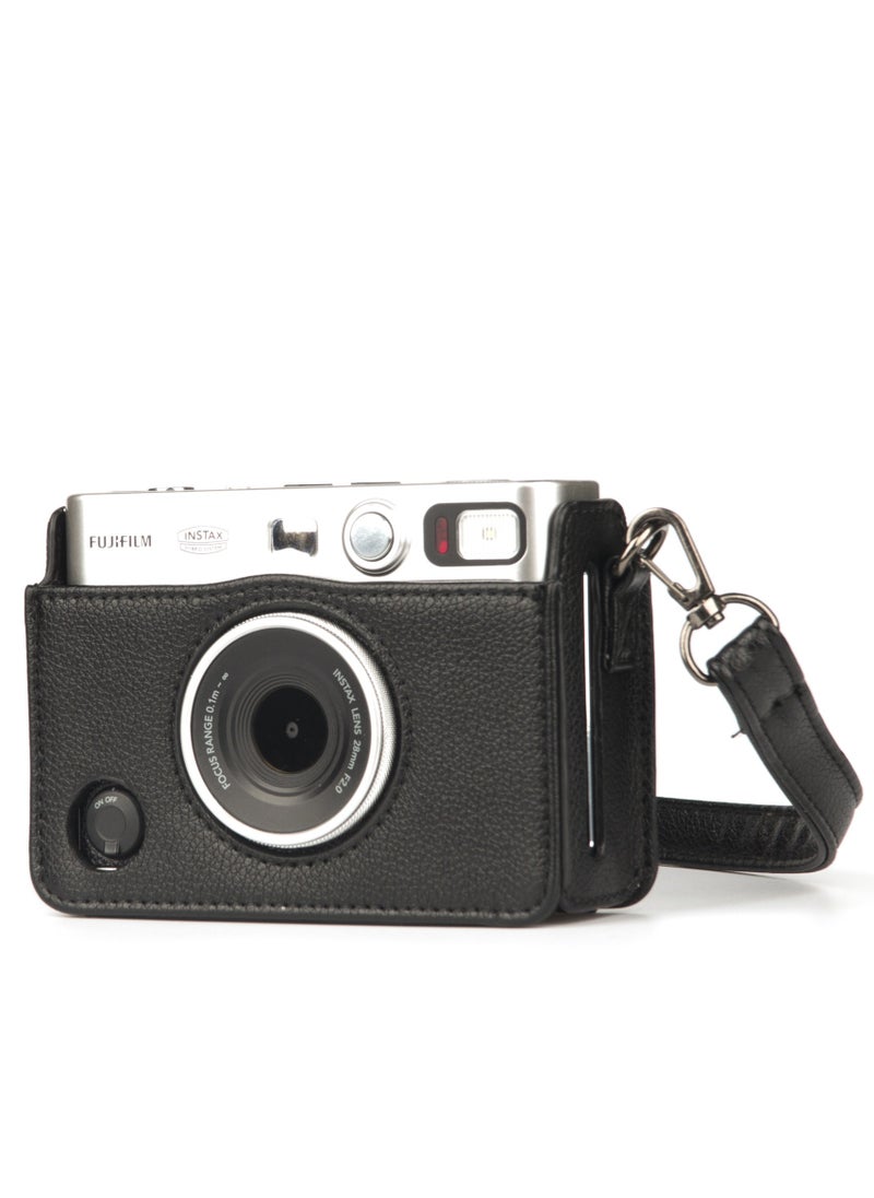 Generic Camera Case for Fujifilm Mini EVO, Compatible Cameras, with Black Litchi Texture Horizontal Adjustable Strap (Black)  - Image 2