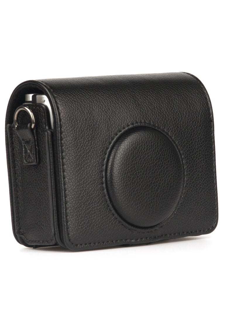 Generic Camera Case for Fujifilm Mini EVO, Compatible Cameras, with Black Litchi Texture Horizontal Adjustable Strap (Black)  - Image 3