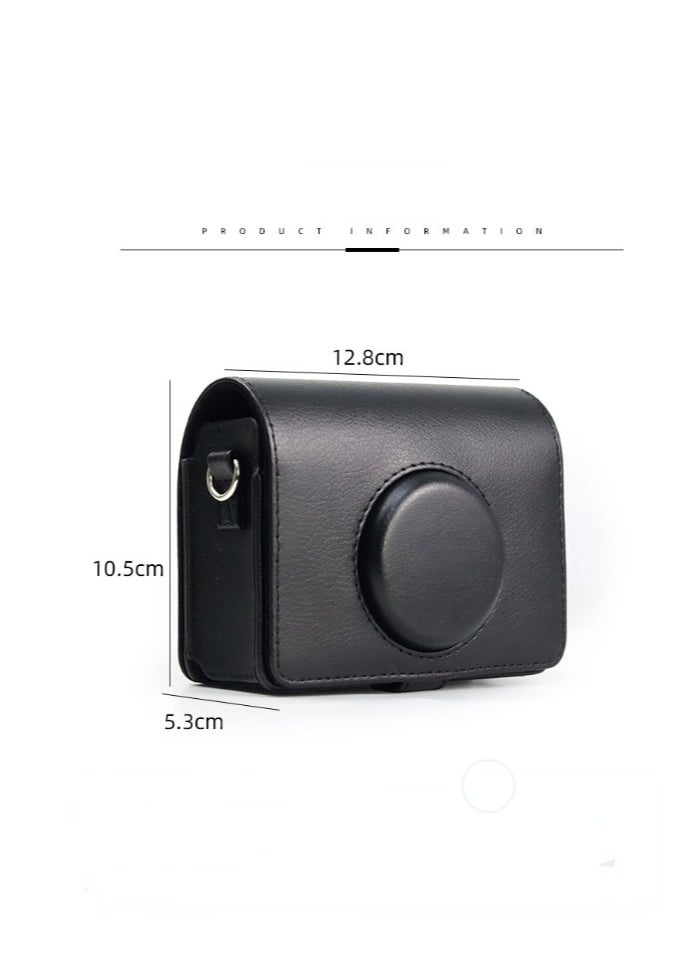 Generic Camera Case for Fujifilm Mini EVO, Compatible Cameras, with Black Litchi Texture Horizontal Adjustable Strap (Black)  - Image 4