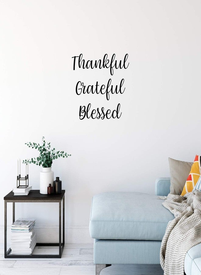 Printique Vinyl Wall Art Decal - Thankful Grateful Blessed - 18.5" x 22" - Modern Inspirational Optimism Quote for Home Office Bedroom Closet Living Room Classroom Apartment Decor (Black) - Image 1