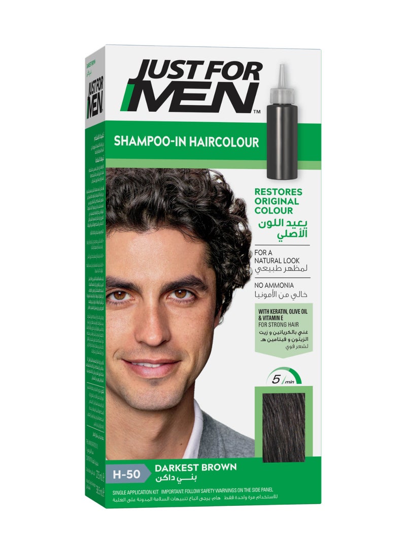 Just For Men Hair Color For Men – Darkest Brown, H-50, Natural-Looking Results, Grey Blending Hair Color With Aloe, Biotin, And Coconut Oil For Healthier Hair - Image 1