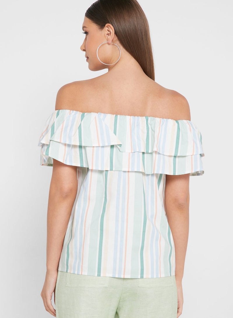 DOROTHY PERKINS Bardot Striped Ruffle Detail Top  - Image 2