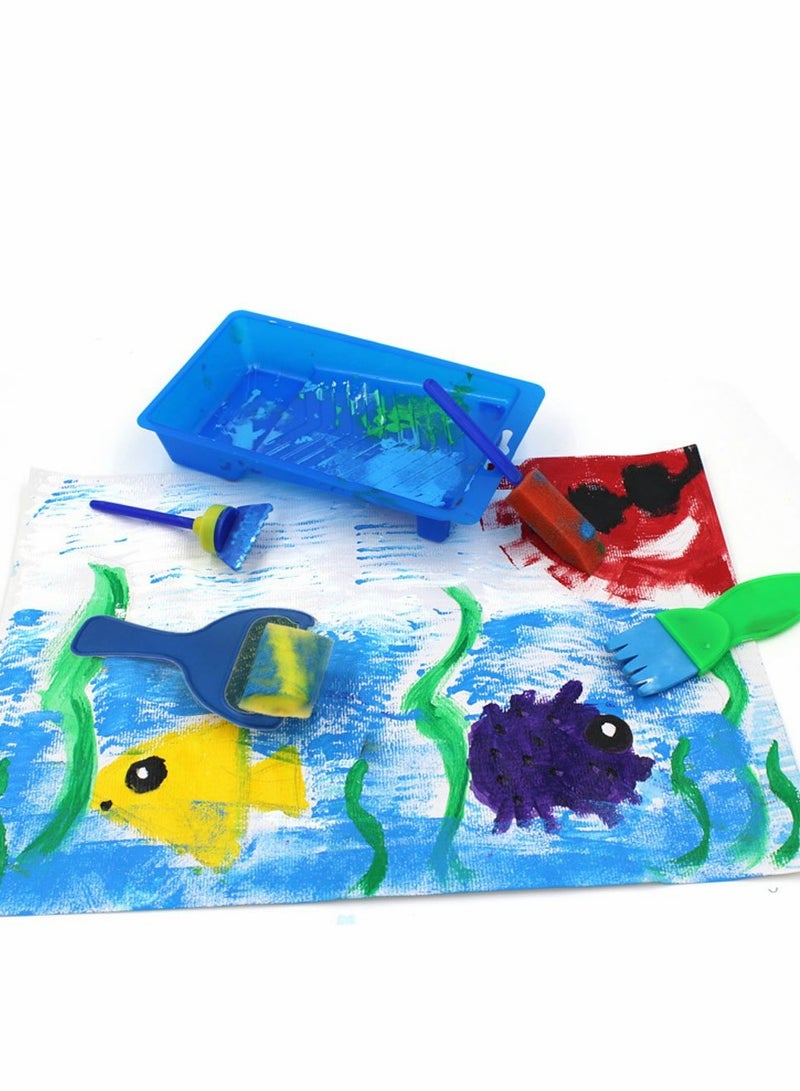 29 Piece Kids Paint Brush and Sponge Set for Early DIY Arts and Crafts Learning Tools for Toddlers - Image 5