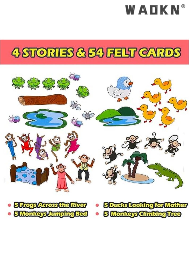 WAOKN 4 Pcs Felt Characters with Storage Bags, Fun Learning Activity Game Boards for Boys and Girls, Children's Puzzle Enlightenment Early Education Board  - Image 5