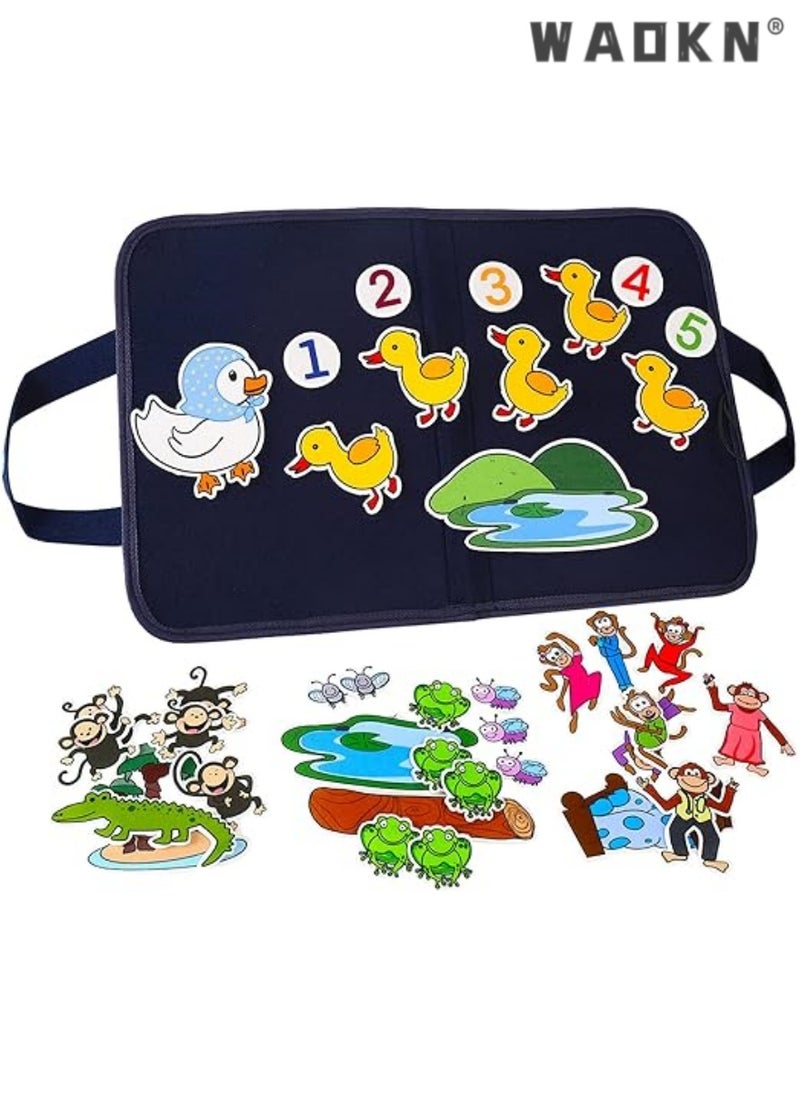 WAOKN 4 Pcs Felt Characters with Storage Bags, Fun Learning Activity Game Boards for Boys and Girls, Children's Puzzle Enlightenment Early Education Board  - Image 1