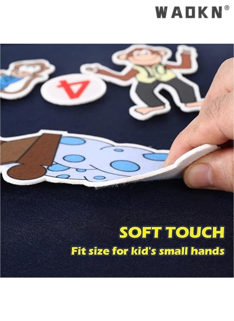 WAOKN 4 Pcs Felt Characters with Storage Bags, Fun Learning Activity Game Boards for Boys and Girls, Children's Puzzle Enlightenment Early Education Board  - Image 3