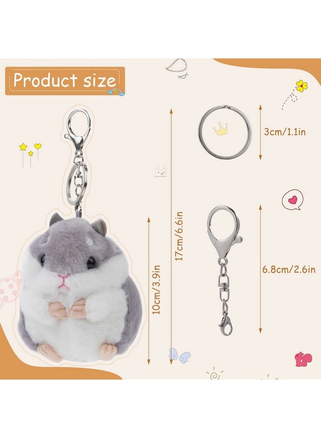 RAYNAG Set Of 2 Cute Hamster Plush Keychains Stuffed Animals Keyring Charm Handbag Pendant, A  - Image 3