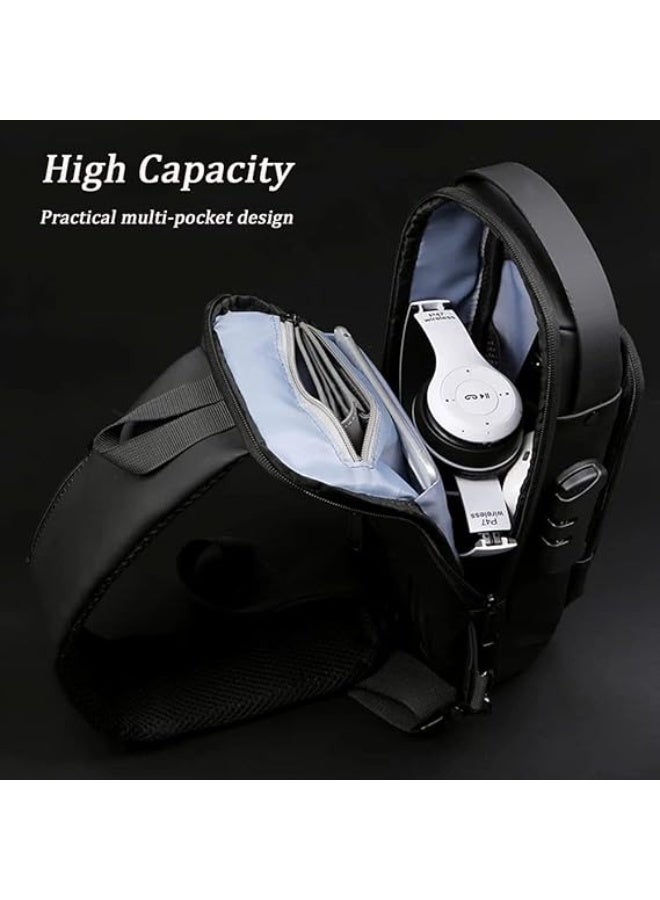 شنطة كتف رياضية مضادة للسرقة بمنفذ شحن USB مقاومة للماء ومضادة شنط كروس يومية للصدر من سيفل عدد 1 - Image 2