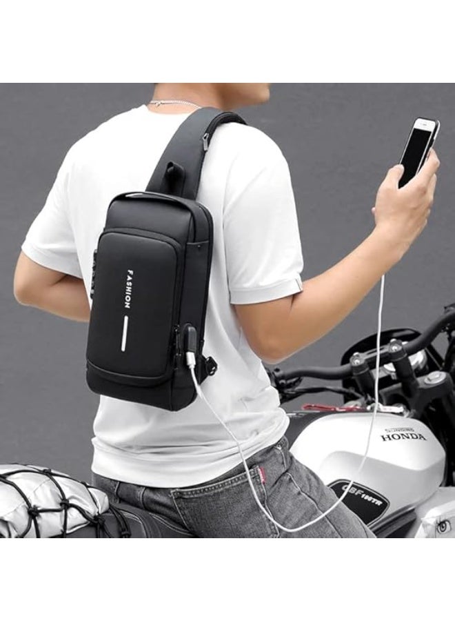 شنطة كتف رياضية مضادة للسرقة بمنفذ شحن USB مقاومة للماء ومضادة شنط كروس يومية للصدر من سيفل عدد 1 - Image 5