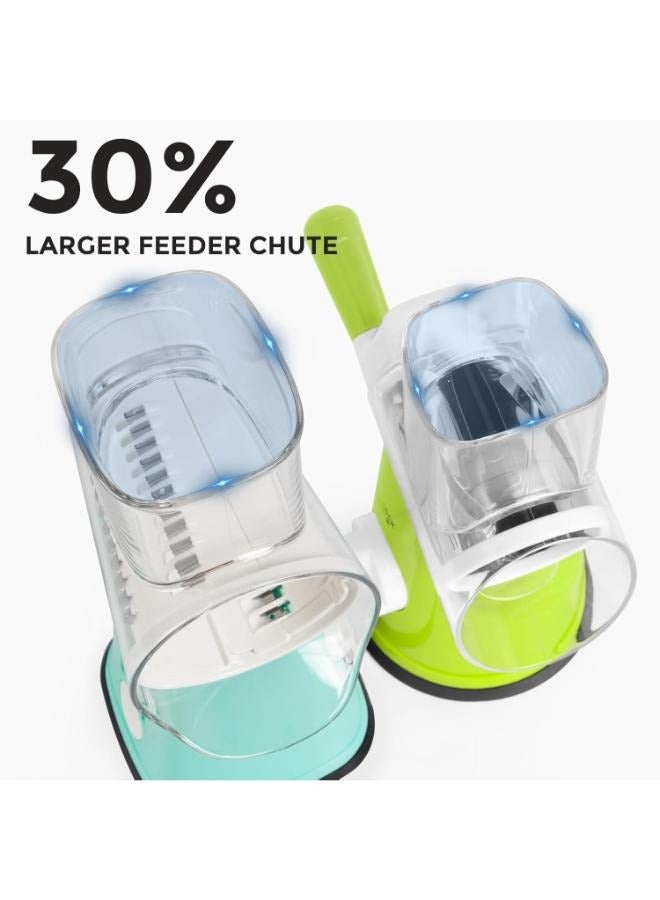 الصفحة الرئيسية X مبشرة جبن دوارة 5 في 1 من إكس هوم للمطبخ، مبشرة يدوية مطورة مع قاعدة شفط أقوى وشفرات أسطوانية متعددة الوظائف، للجبن والخضروات والمكسرات، سهلة الاستخدام والتنظيف، لون أزرق - Image 4