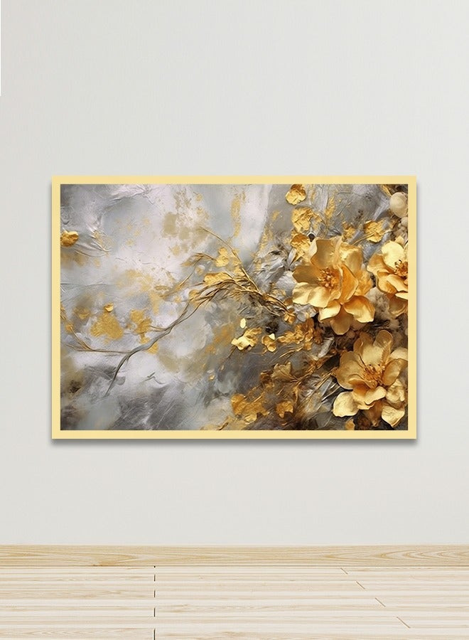 ماركتنا لوحة جدارية قماشية فنية لتزيين الحائط بتصميم تجريدي مع برواز ذهبي مجوف مقاس120x80سم قطعة واحدة - Image 1