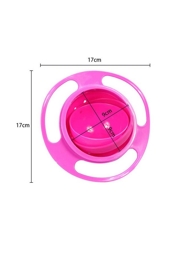 ESH7 Gyro Bowl Funny 360 Degree Rotate Spill-Proof Bowl with Lid Feeding Without Mess Toy for Toddler Baby Kids Children,Pink - Image 2