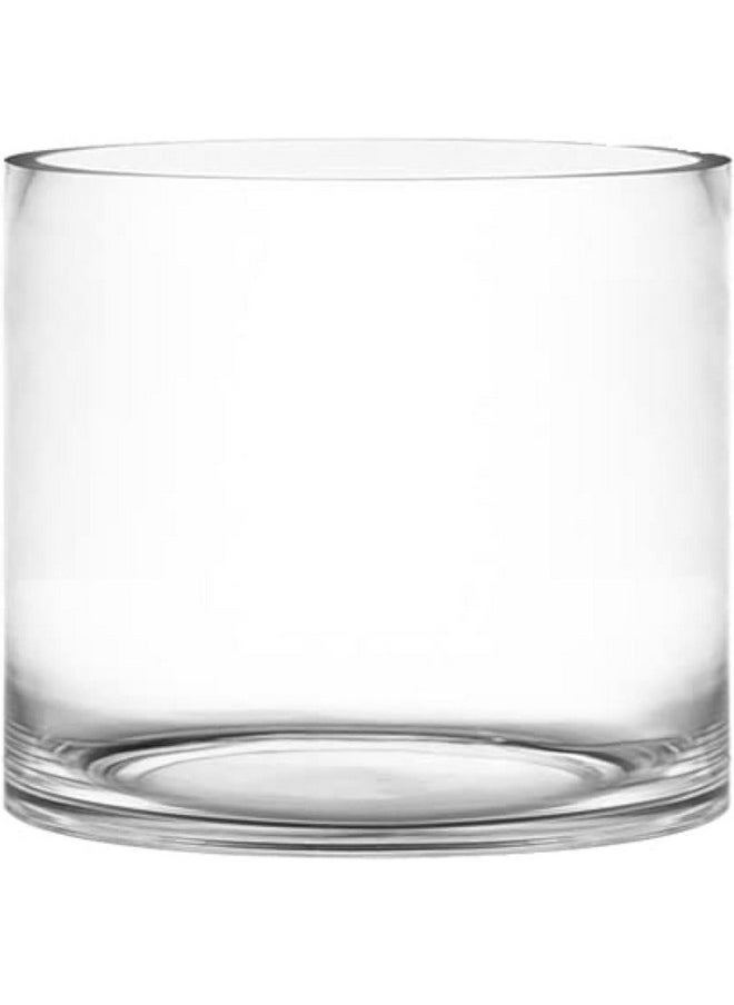 CYS EXCEL CYS Excel Clear Glass Cylinder Flower Vase (H:6" D:7") | Glass Vase Centerpieces Hurricane Floating Candle Holder Vase  - Image 1