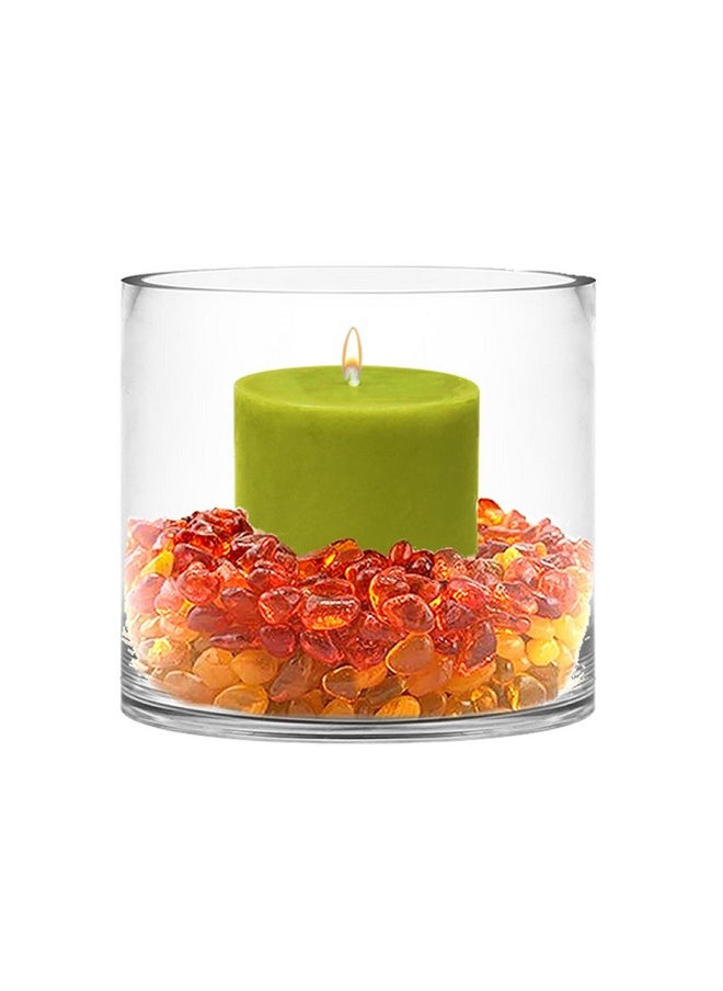 CYS EXCEL CYS Excel Clear Glass Cylinder Flower Vase (H:6" D:7") | Glass Vase Centerpieces Hurricane Floating Candle Holder Vase  - Image 4