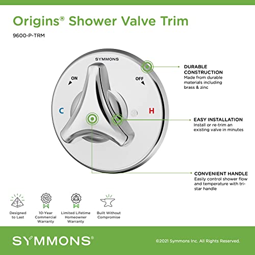 Symmons 9600-P-TRM Origins Shower Valve Trim in Polished Chrome (Valve Not Included) - Image 3