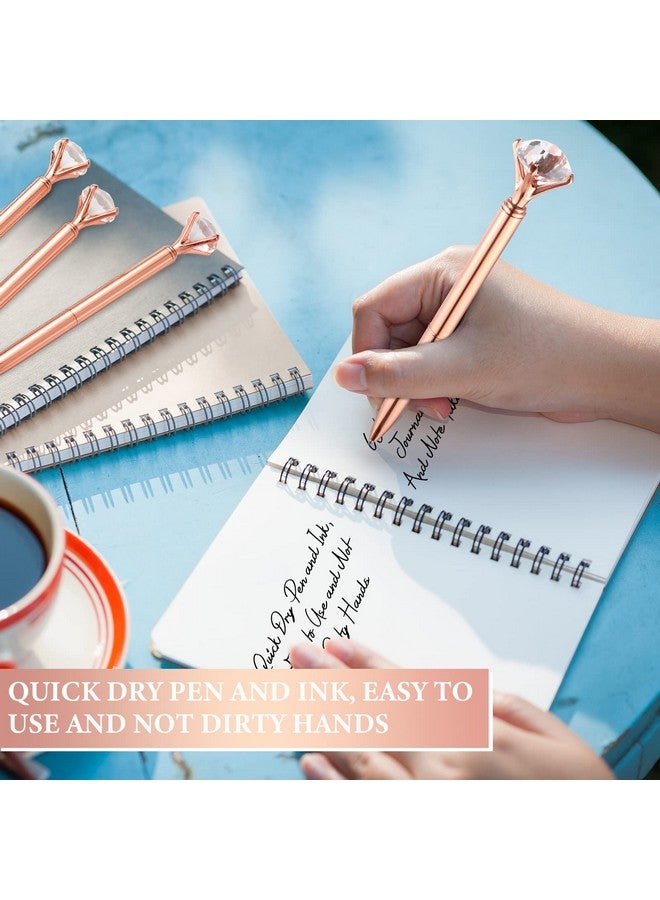 Yahenda 50 Pcs Diamond Pens Bridal Shower Ballpoint Pen Black Ink Bling Pens Crystal Metal Pens Bling Pen with Diamond on Top for Women Bridesmaid Wedding Office School(Rose Gold) - Image 5