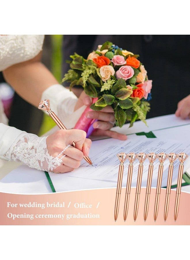 Yahenda 50 Pcs Diamond Pens Bridal Shower Ballpoint Pen Black Ink Bling Pens Crystal Metal Pens Bling Pen with Diamond on Top for Women Bridesmaid Wedding Office School(Rose Gold) - Image 4