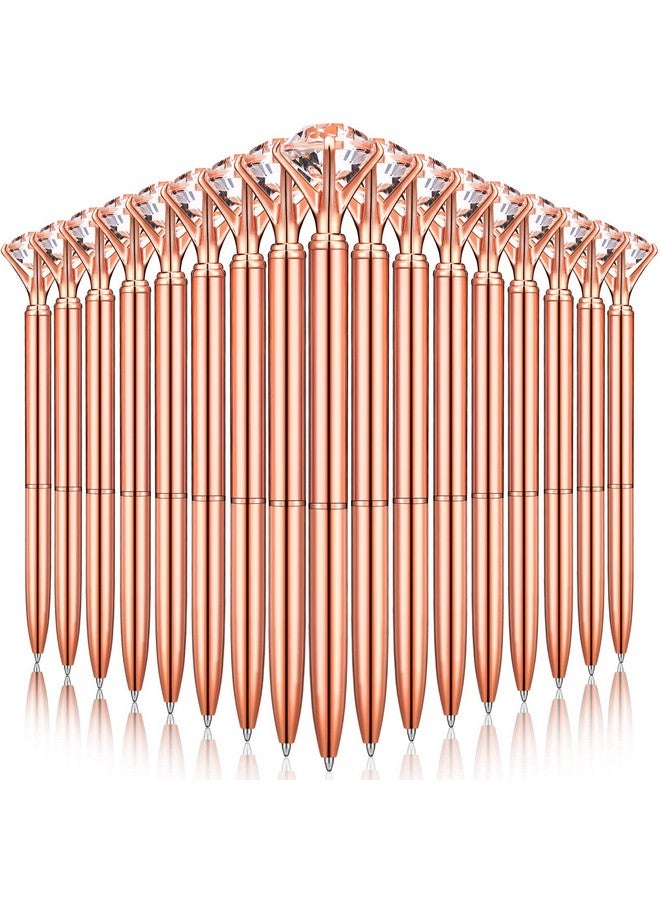 Yahenda 50 Pcs Diamond Pens Bridal Shower Ballpoint Pen Black Ink Bling Pens Crystal Metal Pens Bling Pen with Diamond on Top for Women Bridesmaid Wedding Office School(Rose Gold) - Image 1