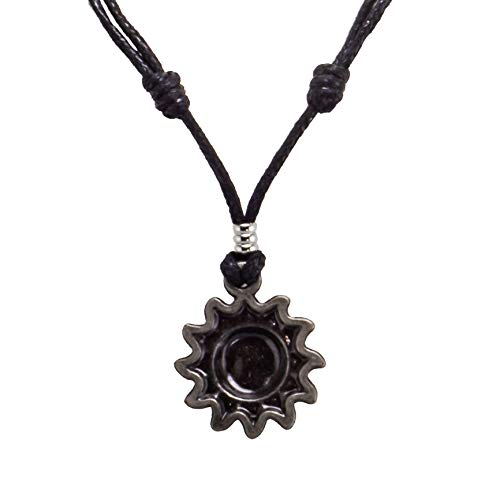 BlueRica Sun on Adjustable Black Cord Necklace (Old Silver Finish) - Image 3