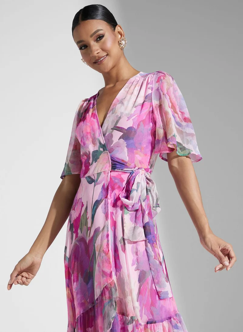 Hope & Ivy Floral Chiffon Dress