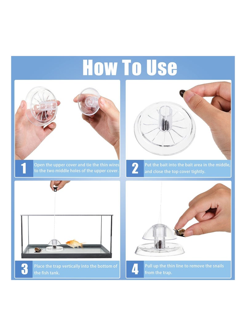 KASTWAVE 4 Pieces Aquarium Snail Trap Set Fish Tank Snail Catcher Clear Snail Trapping Device Planarian Leech Control Plastic Snail Removal Tool Aquatic Pest Catch Box for Pest-Free Aquarium Maintenance - Image 3