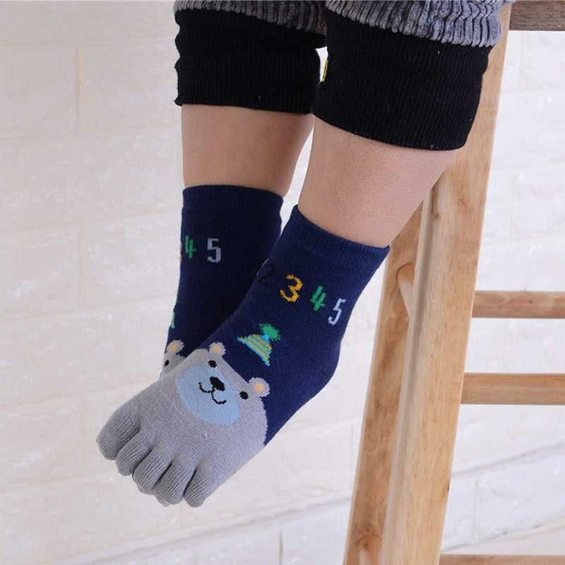 Antcher 5 Pairs Toddler Baby Girls Boys Cotton Hosiery Toe Socks Cute Kids Cartoon Animal Five Fingers Crew Ankle Socks - Image 5