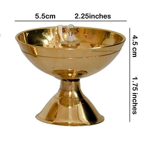 Bhimonee Decor by Modern Gift Centre | Pure Brass Electric Bulb Lights Diya | Deep | Deepak for Pooja | Puja | Mandir | Diwali Festival Decoration | Set of 2 - Image 2