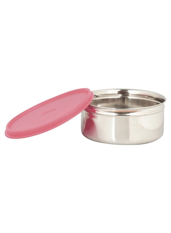 Gluman Stainless Steel 750 ml Round Shape Multipurpose Storage Container (Pink) - Image 5