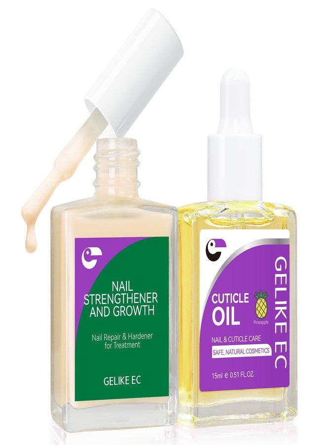 Gelike EC 2-in-1 Nail Rescue Kit: Apricot Nail Nail Growth Treatment & Pineapple Cuticle Oil (15ml) - Tropical Scented Nail Care - Strengthens & Brightens - Travel-Friendly Mini Size - Image 1