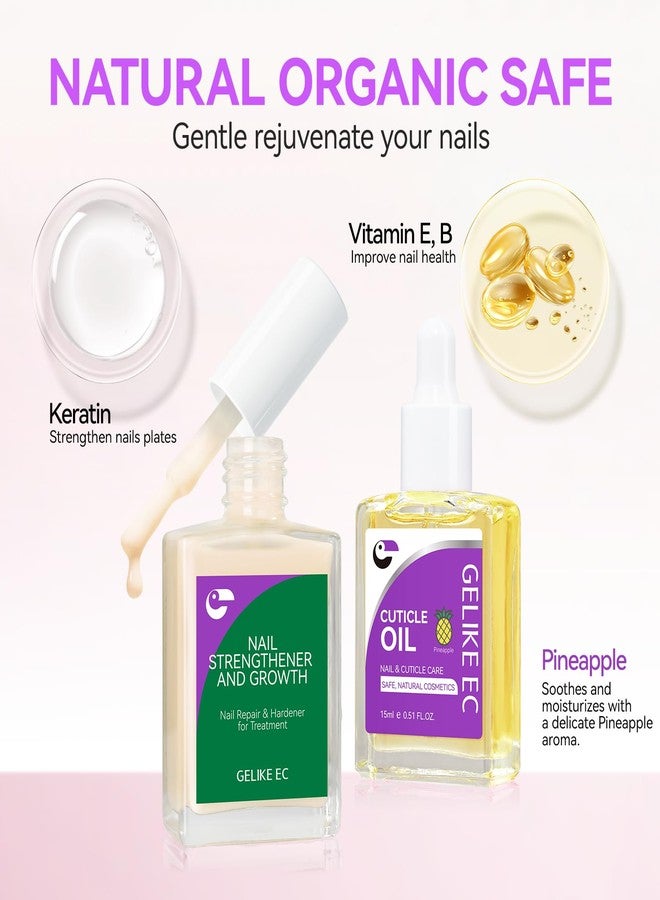 Gelike EC 2-in-1 Nail Rescue Kit: Apricot Nail Nail Growth Treatment & Pineapple Cuticle Oil (15ml) - Tropical Scented Nail Care - Strengthens & Brightens - Travel-Friendly Mini Size - Image 4