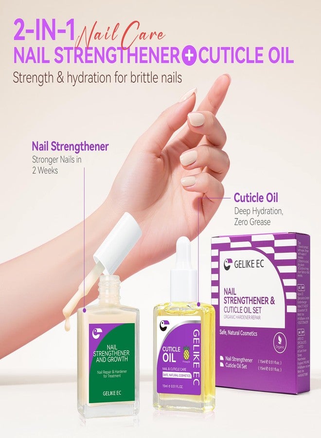 Gelike EC 2-in-1 Nail Rescue Kit: Apricot Nail Nail Growth Treatment & Pineapple Cuticle Oil (15ml) - Tropical Scented Nail Care - Strengthens & Brightens - Travel-Friendly Mini Size - Image 2