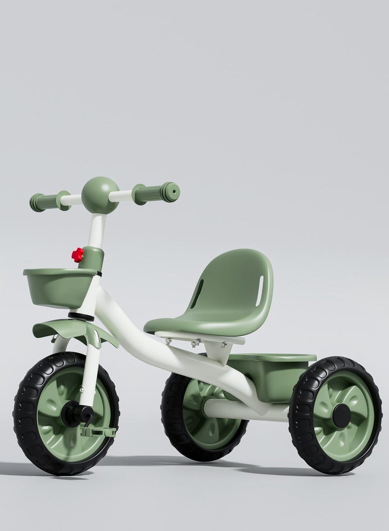 BAYBEE Baby Tricycle for Kids, Baby Cycle with High Backrest Front & Rear Storage Basket | Kids Cycle Bike | Kids Tricycle Cycle for Kids 2 to 5 Years Boys Girls Green - Image 1