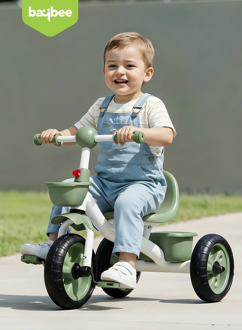 BAYBEE Baby Tricycle for Kids, Baby Cycle with High Backrest Front & Rear Storage Basket | Kids Cycle Bike | Kids Tricycle Cycle for Kids 2 to 5 Years Boys Girls Green - Image 2