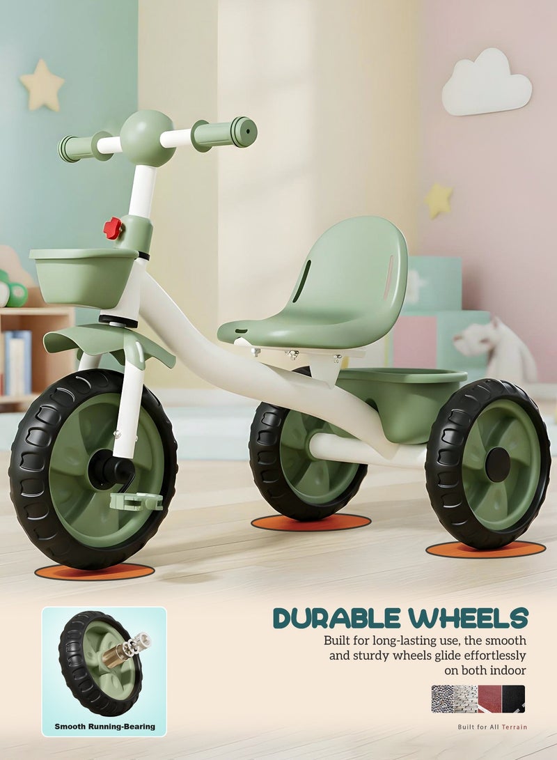 BAYBEE Baby Tricycle for Kids, Baby Cycle with High Backrest Front & Rear Storage Basket | Kids Cycle Bike | Kids Tricycle Cycle for Kids 2 to 5 Years Boys Girls Green - Image 5