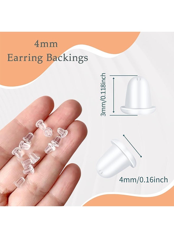 GNAFOTU 1200 Pcs Silicone Earring Backs, Earring Backings, Soft Clear Ear Safety Back Pads, Hypoallergenic Silicone Earrings Backs Stopper Replacement, Diameter 4mm - Image 4