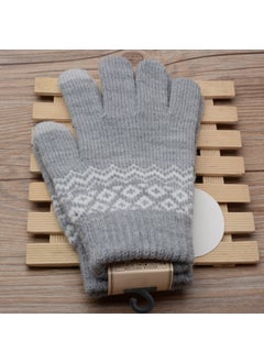 Generic Thick Knit Touchscreen Gloves for Women Winter Grey 