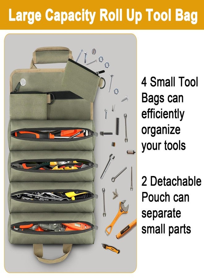 Fairooth Gift for Dad Tool Bag Gift for Men That's What I Do I Fix Stuff and I know Things Roll up Tool Bag Organizer Large Heavy Duty Tools Storage Carrier for Men Dad Father's Day Christmas Gifts - Image 3