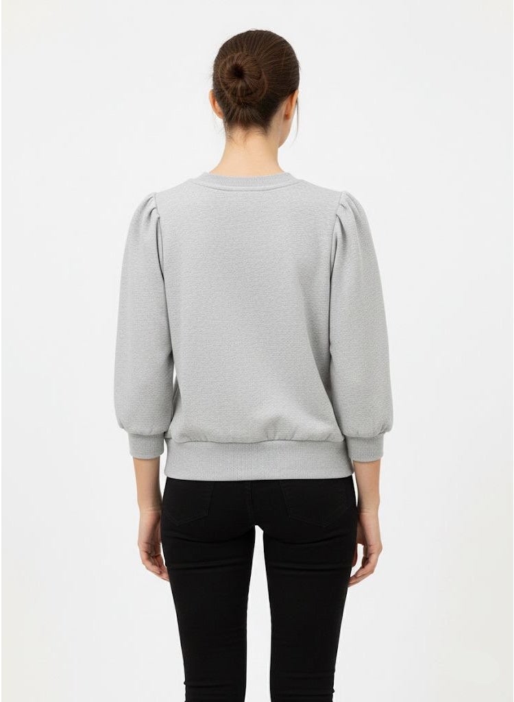 mango co. Long-Sleeve Puff-Shoulder Sweatshirt – Soft Knit Crewneck Top for Everyday Wear - Image 3