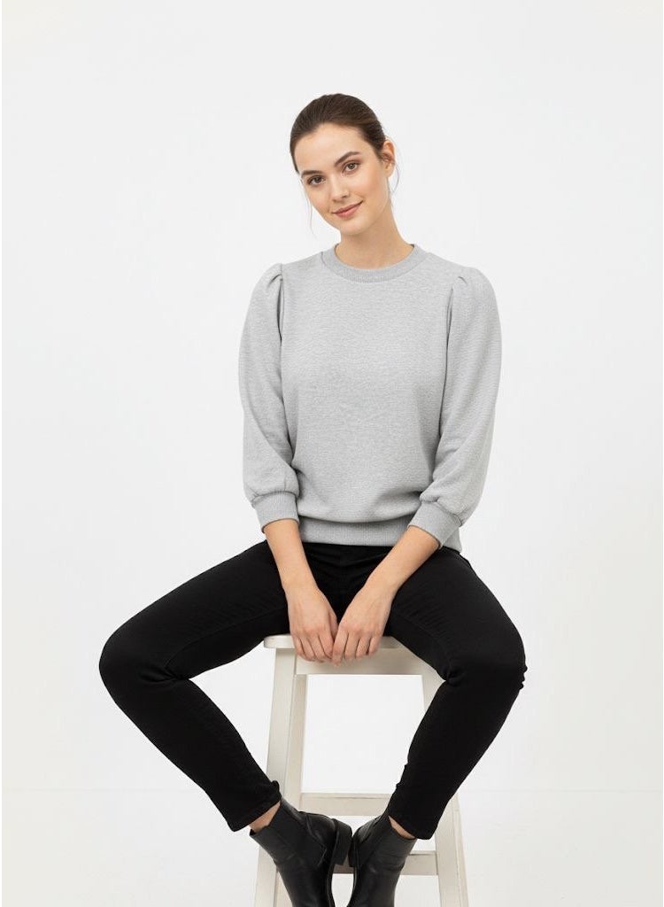 mango co. Long-Sleeve Puff-Shoulder Sweatshirt – Soft Knit Crewneck Top for Everyday Wear - Image 4
