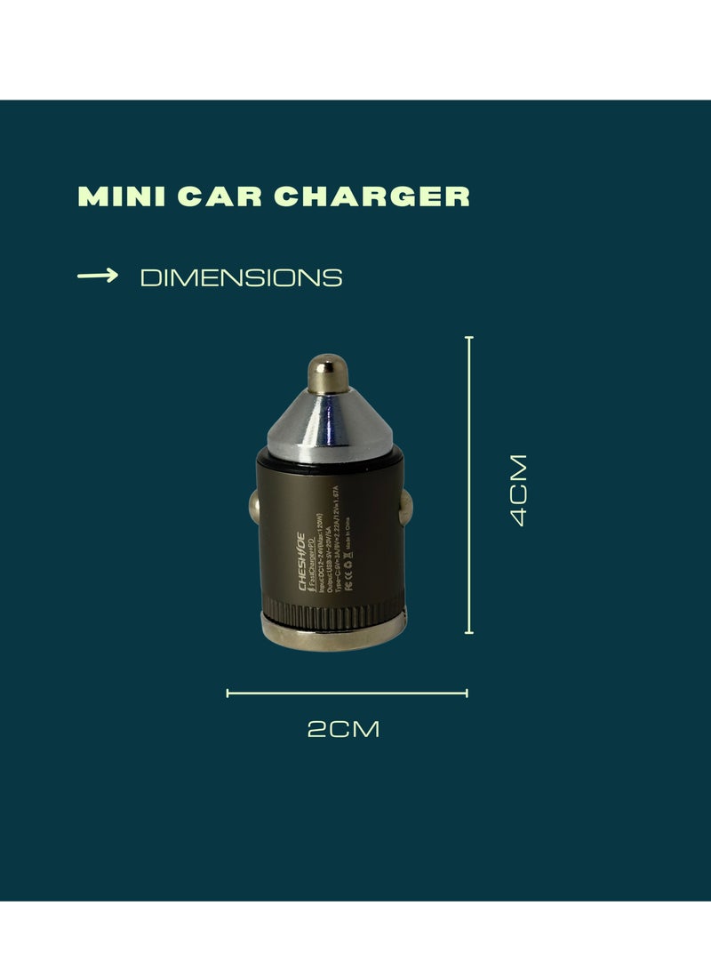 Car Charger/Type C Car Charger/ 120W 2-Ports Compact Fast Charger, Car Adapter with PD 8A /USB 3.0 - Image 5