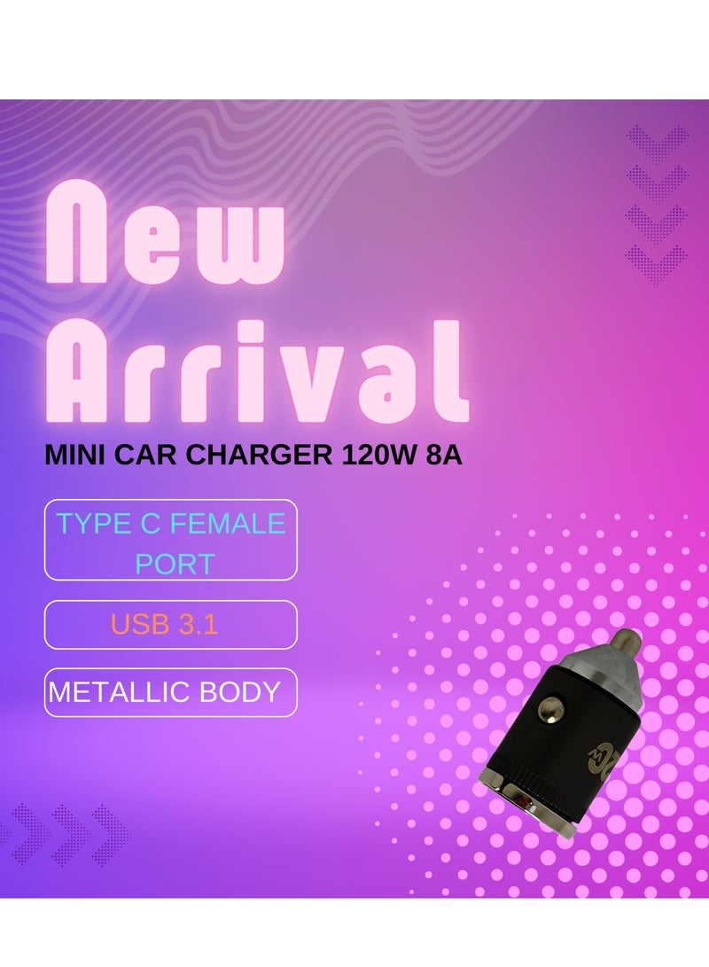 Car Charger/Type C Car Charger/ 120W 2-Ports Compact Fast Charger, Car Adapter with PD 8A /USB 3.0 - Image 2